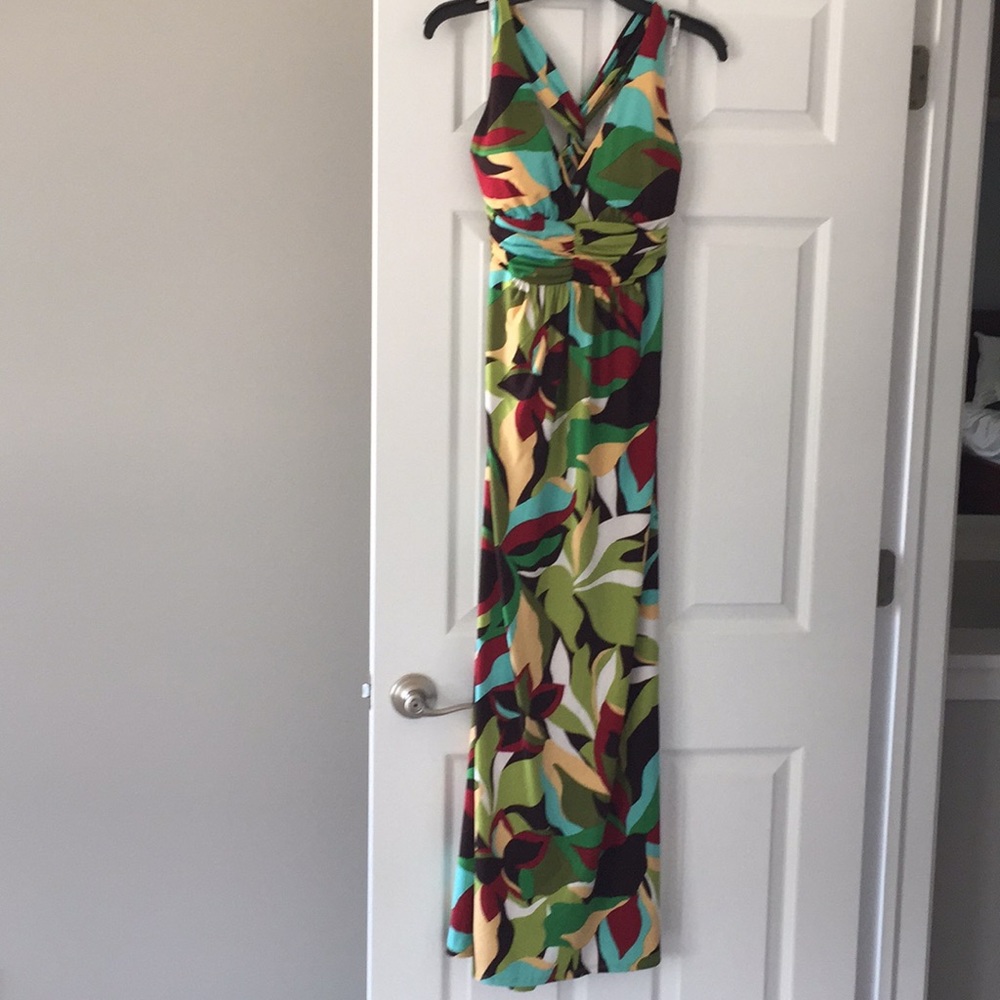 Fun print maxi dress, cross back